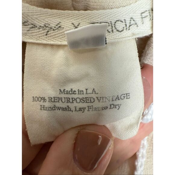 Free People x Tricia Fix Chenille Distressed Vintage Floral Hoodie Vest XL - Picture 3 of 4